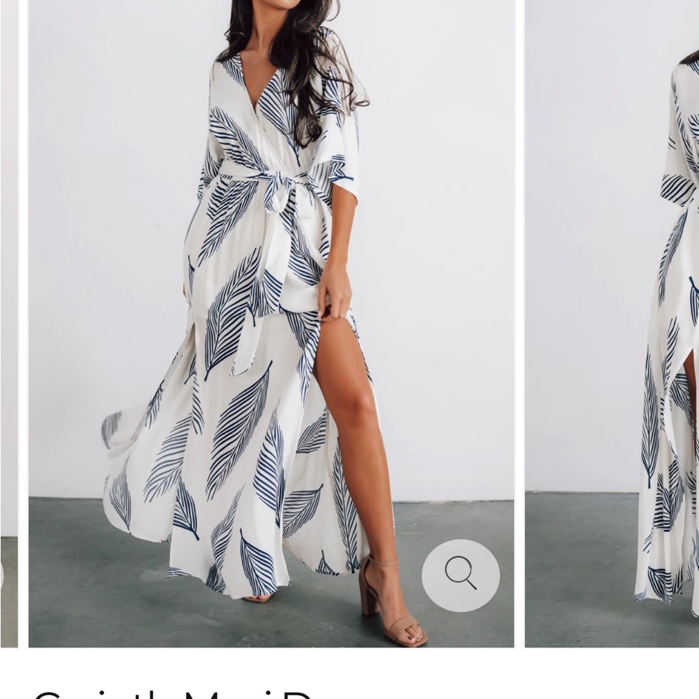 Baltic Born Navy and White Leaf Print Dress